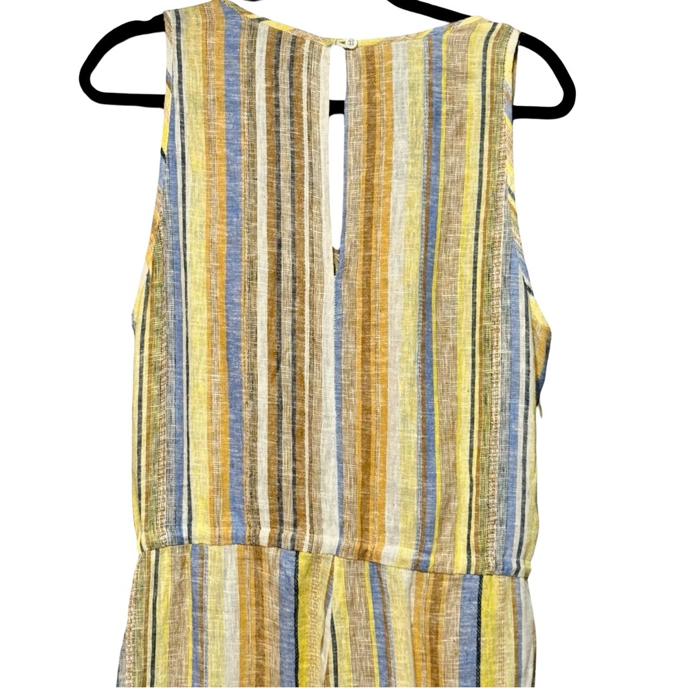 DREW | ANTHROPOLOGIE Linen Cotton Striped Wide Leg Frayed Hem Jumpsuit Medium - Picture 10 of 15